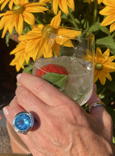 Edel-Topas Ring Silber 18 mm